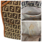 FENDI Tote Bag 8BH153 Canvas, Leather Brown Gold Metal Tote Bag Shoulder Bag Zucchino Women Used Authentic