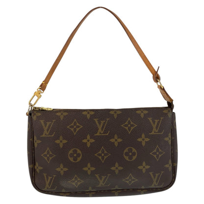 LOUIS VUITTON Handbag M51980 PVC, Leather Brown Gold Metal Handbag accessory pouch Monogram Pochette Accessoires Women Used Authentic