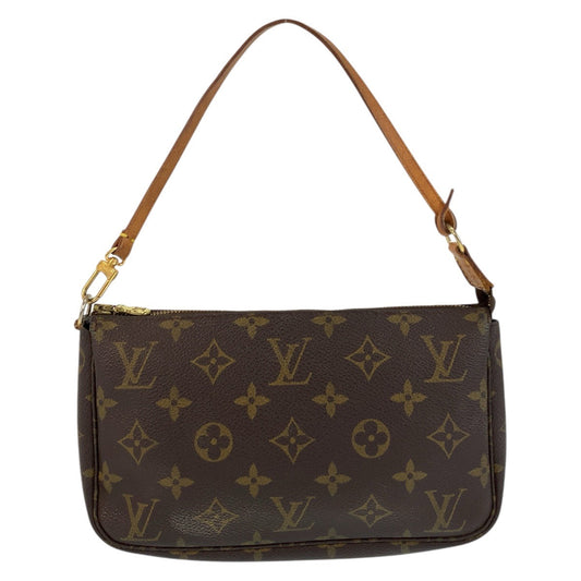 LOUIS VUITTON Handbag M51980 PVC, Leather Brown Gold Metal Handbag accessory pouch Monogram Pochette Accessoires Women Used Authentic