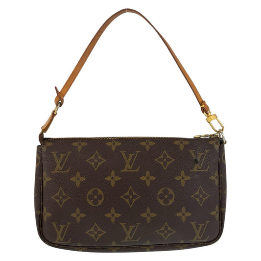 LOUIS VUITTON Handbag M51980 PVC, Leather Brown Gold Metal Handbag accessory pouch Monogram Pochette Accessoires Women Used Authentic