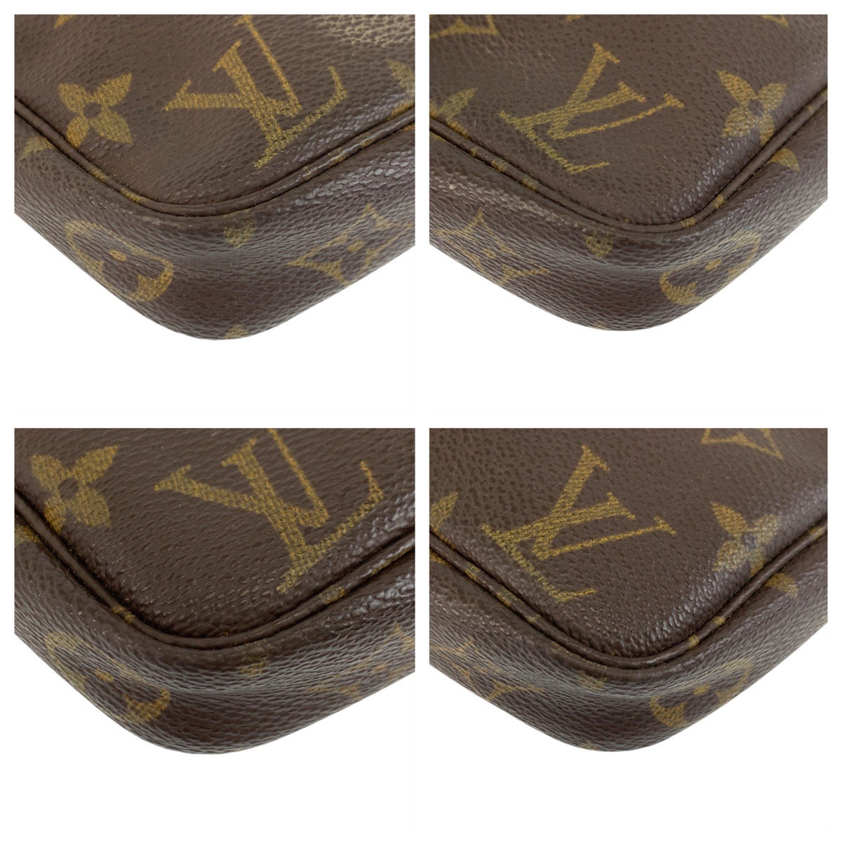 LOUIS VUITTON Handbag M51980 PVC, Leather Brown Gold Metal Handbag accessory pouch Monogram Pochette Accessoires Women Used Authentic