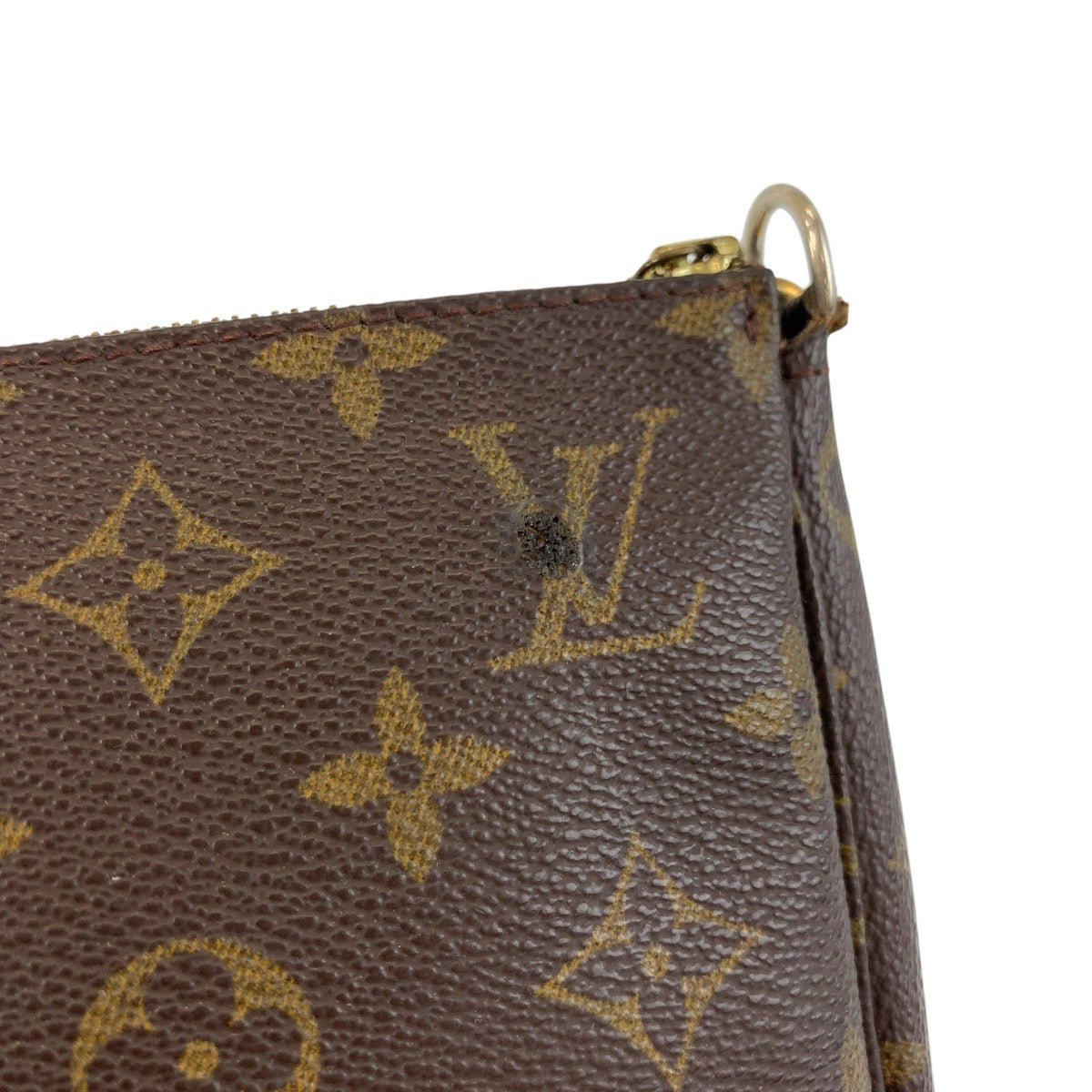 LOUIS VUITTON Handbag M51980 PVC, Leather Brown Gold Metal Handbag accessory pouch Monogram Pochette Accessoires Women Used Authentic