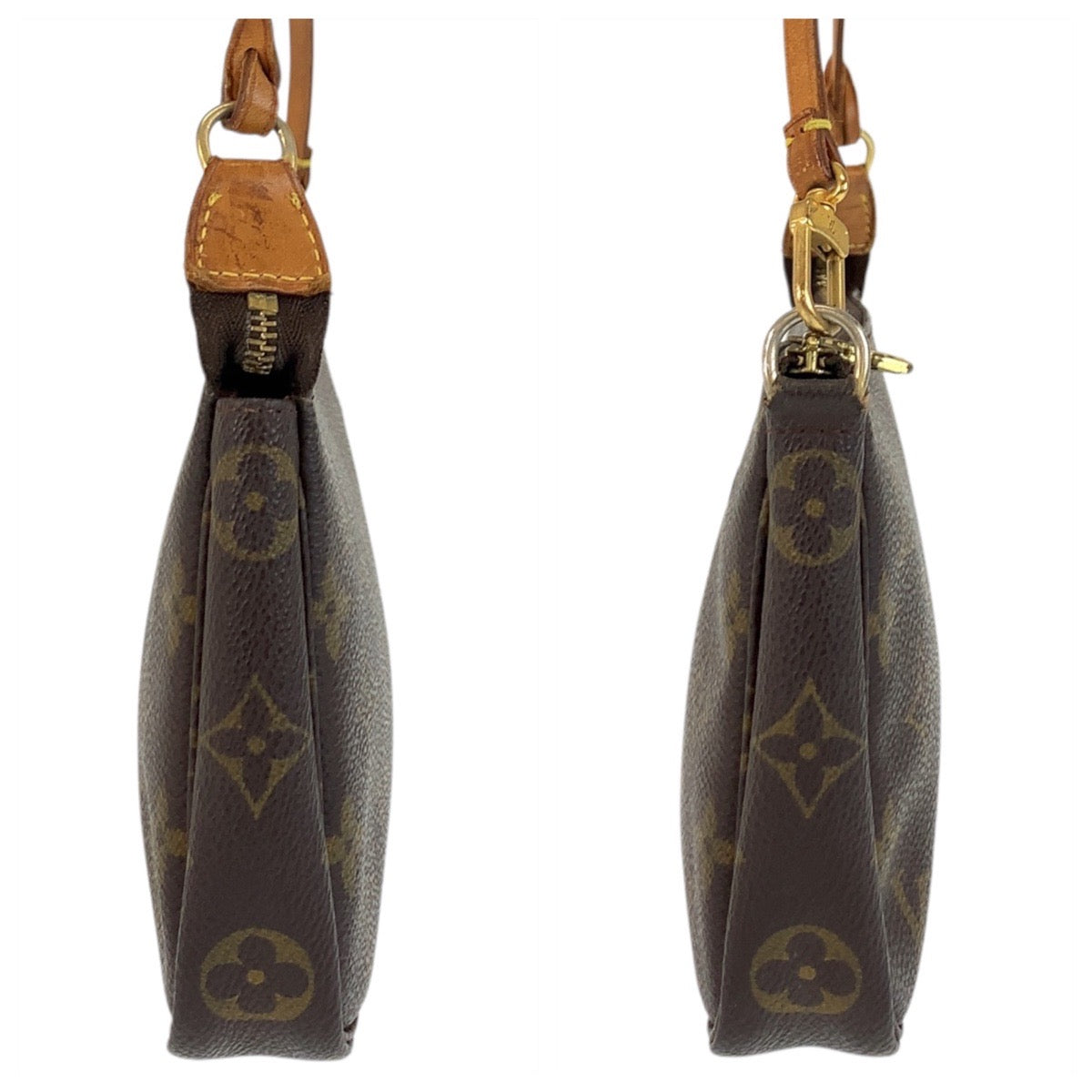 LOUIS VUITTON Handbag M51980 PVC, Leather Brown Gold Metal Handbag accessory pouch Monogram Pochette Accessoires Women Used Authentic