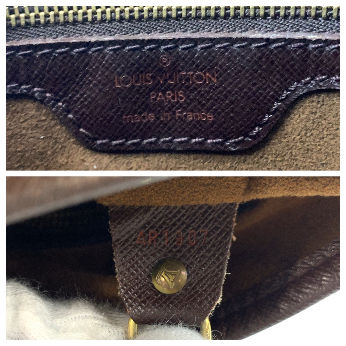 LOUIS VUITTON Tote Bag N42240 PVC, Leather Brown Gold Metal Tote Bag Shoulder Bag Damier Male Women Used Authentic