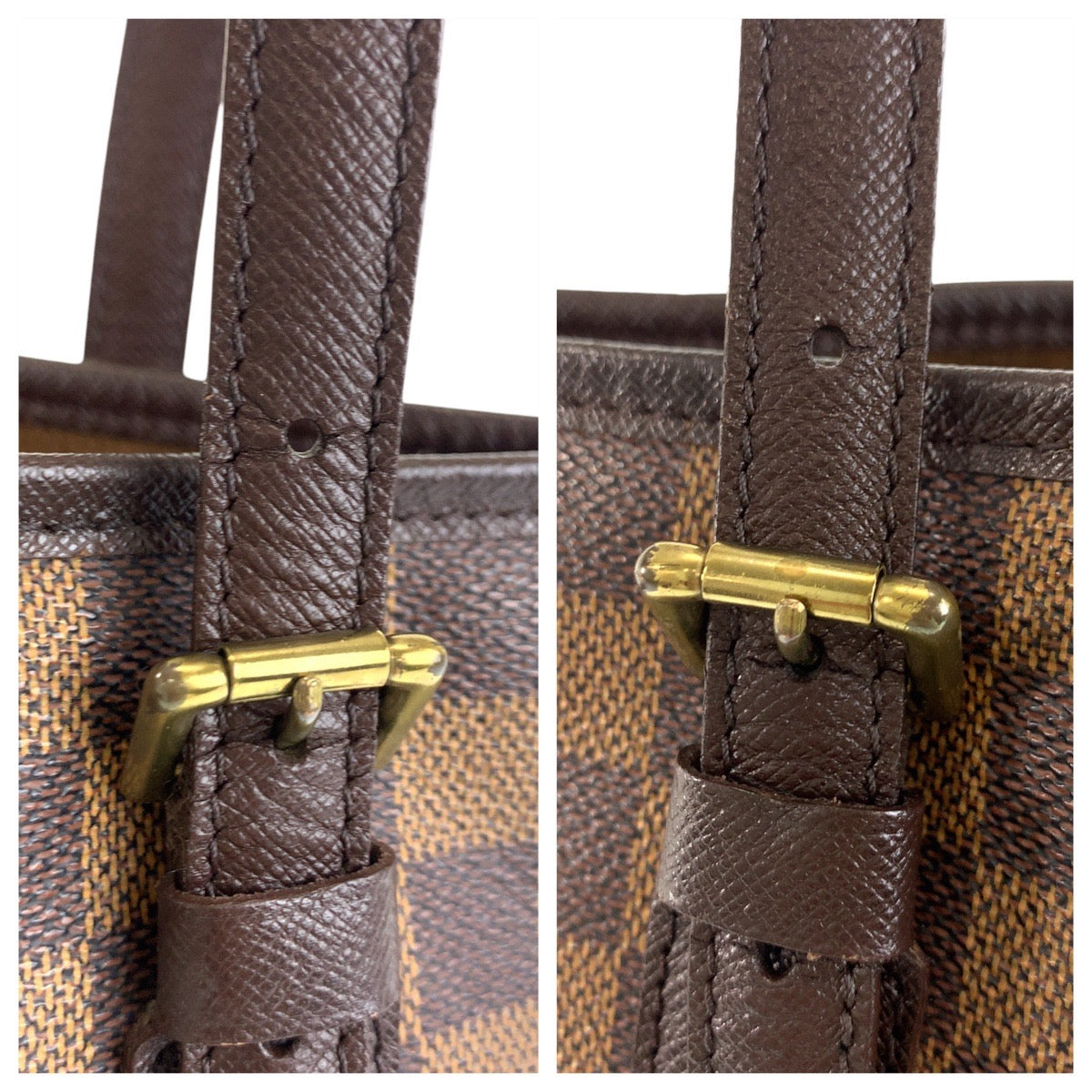 LOUIS VUITTON Tote Bag N42240 PVC, Leather Brown Gold Metal Tote Bag Shoulder Bag Damier Male Women Used Authentic