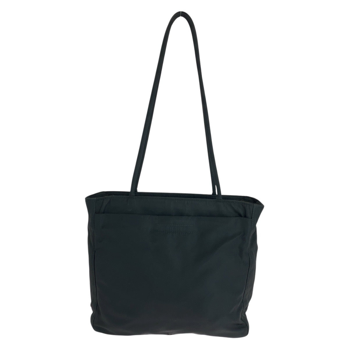 PRADA Tote Bag Nylon Black SilverMetal Tote Bag Shoulder Bag Test Triangle With logo Women Used Authentic