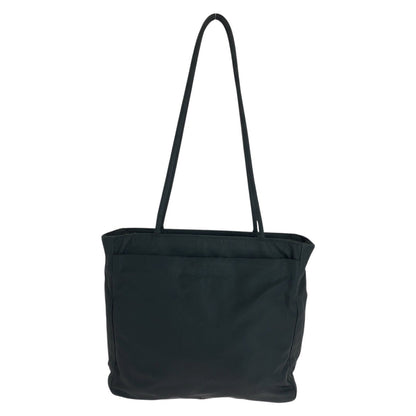 PRADA Tote Bag Nylon Black SilverMetal Tote Bag Shoulder Bag Test Triangle With logo Women Used Authentic