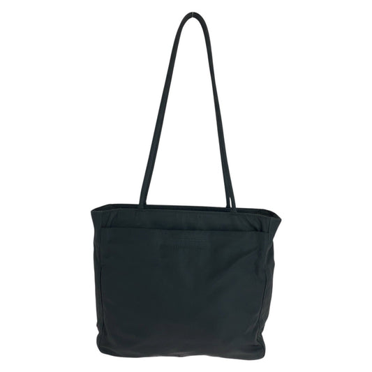 PRADA Tote Bag Nylon Black SilverMetal Tote Bag Shoulder Bag Test Triangle With logo Women Used Authentic