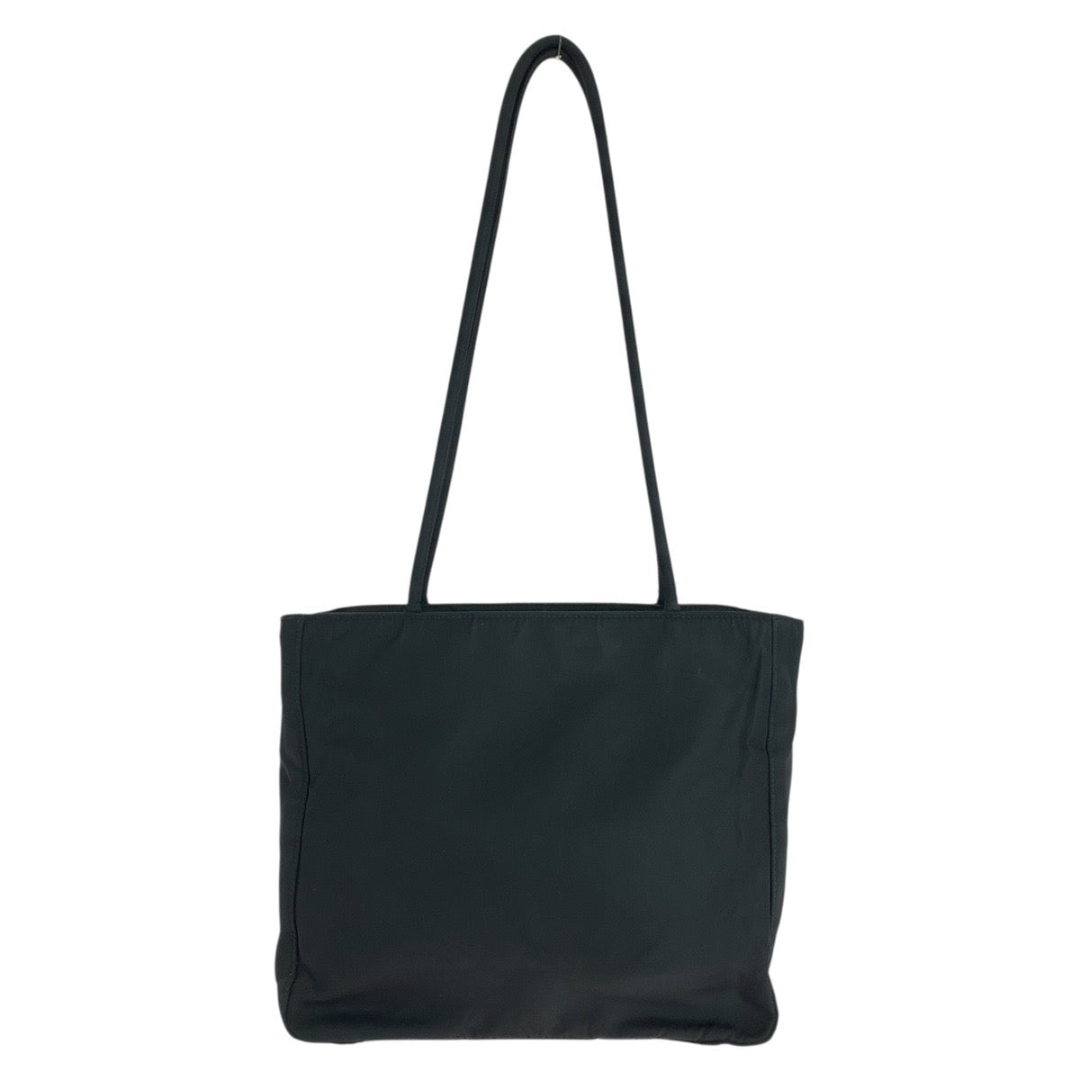 PRADA Tote Bag Nylon Black SilverMetal Tote Bag Shoulder Bag Test Triangle With logo Women Used Authentic