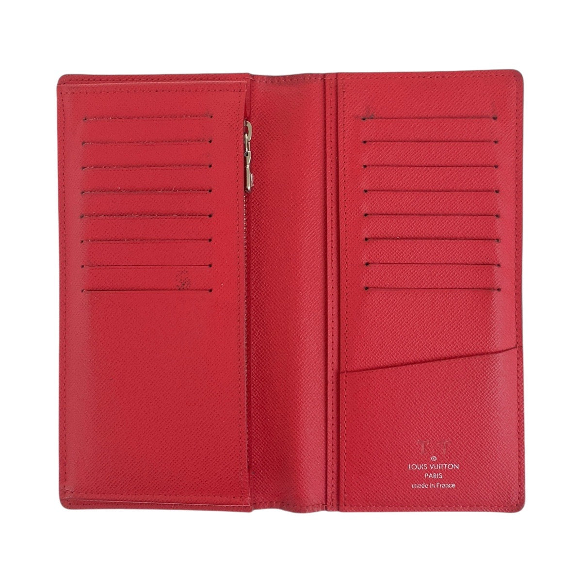 LOUIS VUITTON Long Wallet Purse M63434 leather Blue Marine Navy Red SilverMetal Long Wallet Purse Taiga Portefeuille Braza mens Used Authentic