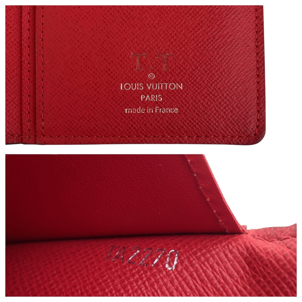 LOUIS VUITTON Long Wallet Purse M63434 leather Blue Marine Navy Red SilverMetal Long Wallet Purse Taiga Portefeuille Braza mens Used Authentic