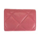 CHANEL Tri-fold wallet lambskin Pink Gold Metal Folding wallet Compact wallet 19 year old Matelasse Small Flap COCO Mark Women Used Authentic