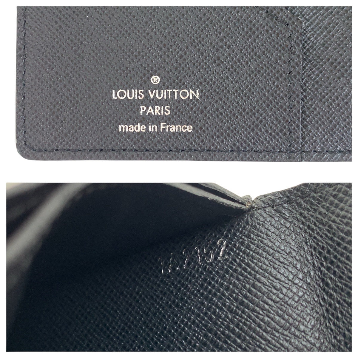LOUIS VUITTON Long Wallet Purse M32607 leather Boreal Black Taiga Portefeuille Ron