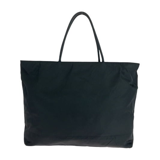 PRADA Tote Bag Nylon Black SilverMetal Tote Bag Shoulder Bag Test Triangle With logo Women Used Authentic