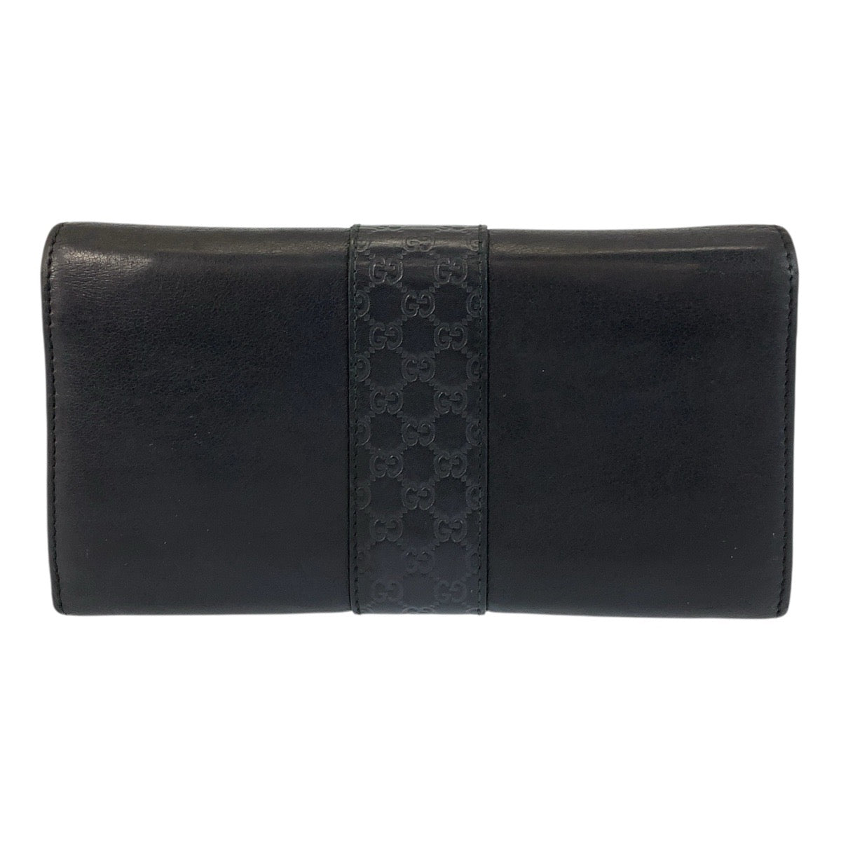 GUCCI Long Wallet Purse 233028 leather Black GoldMetal Micro Guccisima
