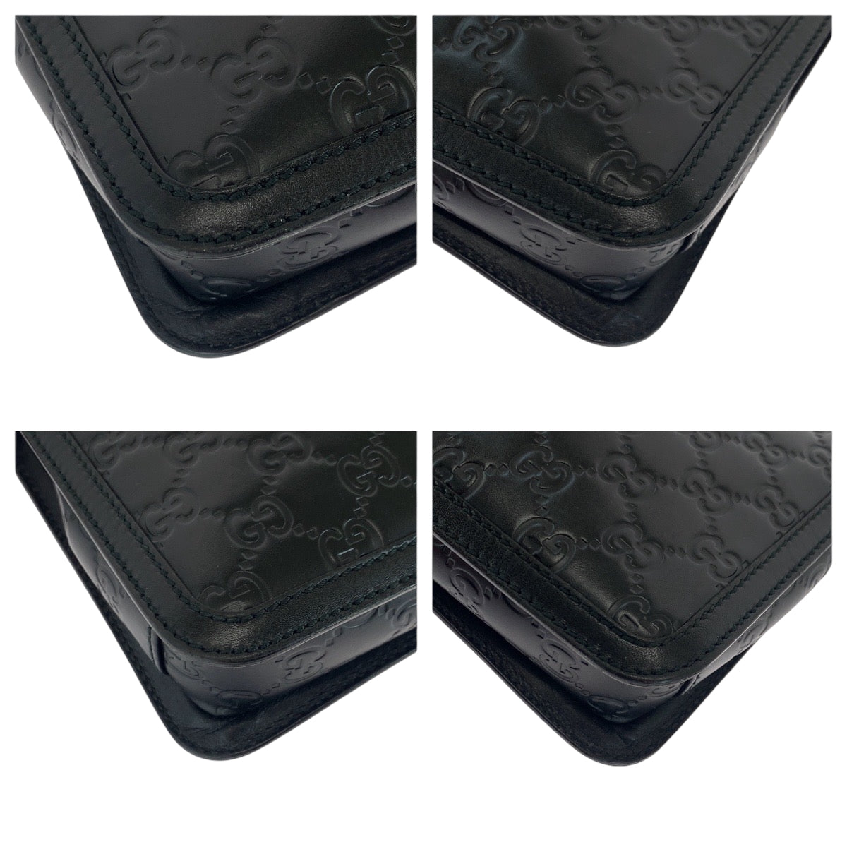 GUCCI business bag 152600 leather Black SilverMetal business bag clutch bag Guccisima mens Used Authentic