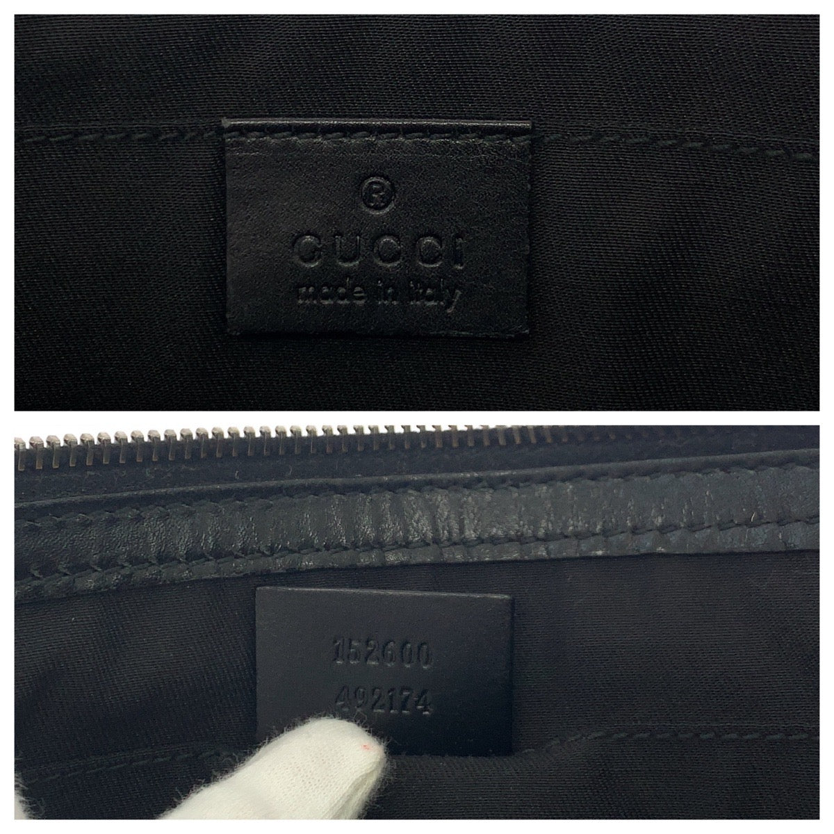 GUCCI business bag 152600 leather Black SilverMetal business bag clutch bag Guccisima mens Used Authentic