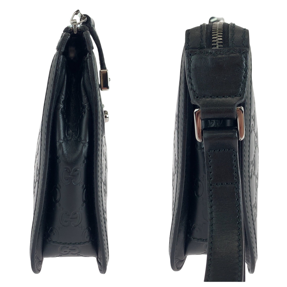 GUCCI business bag 152600 leather Black SilverMetal business bag clutch bag Guccisima mens Used Authentic