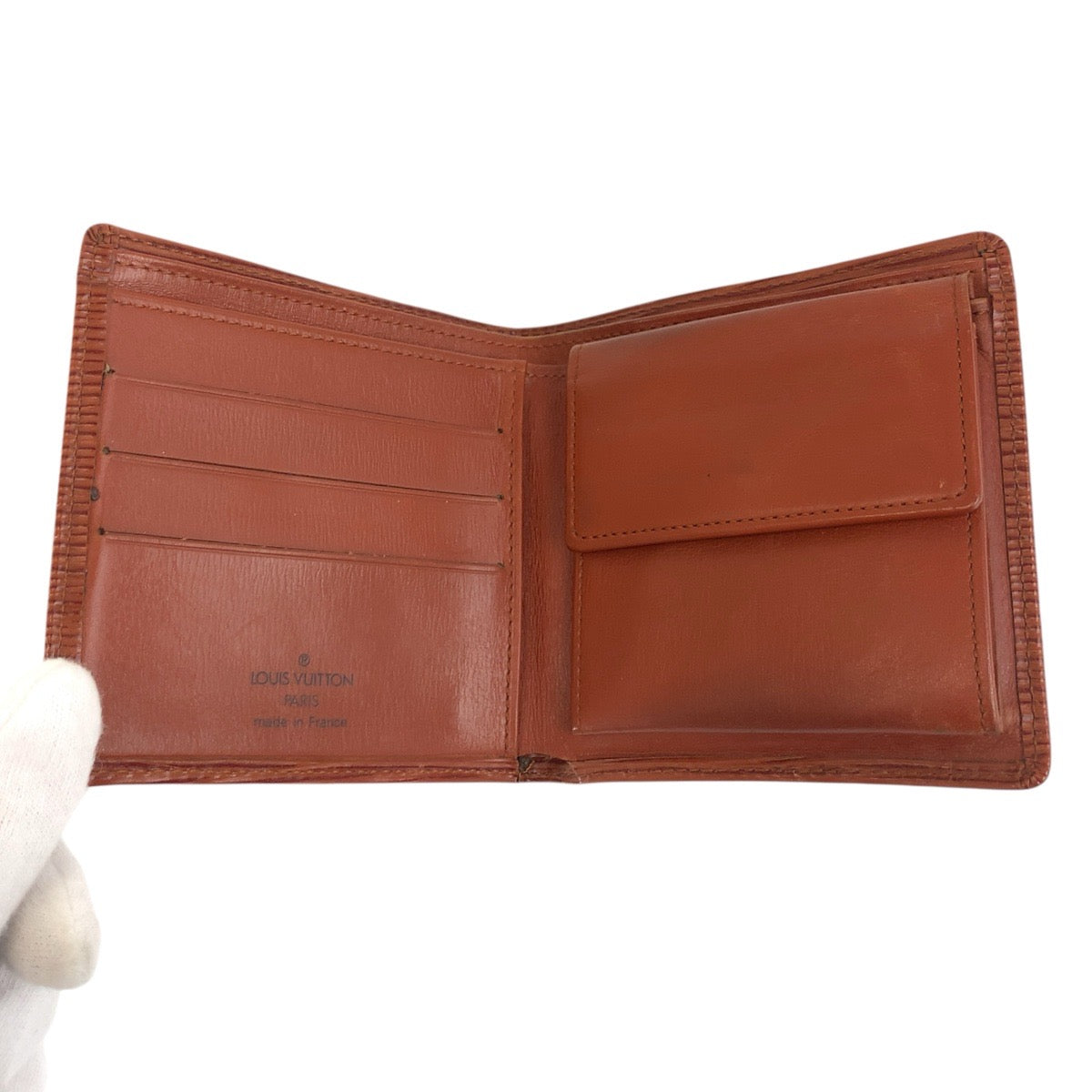 LOUIS VUITTON Bifold Wallet M63543 leather Brown Folding wallet Compact wallet Epi Porto Vie cult Credit Monet mens Used Authentic