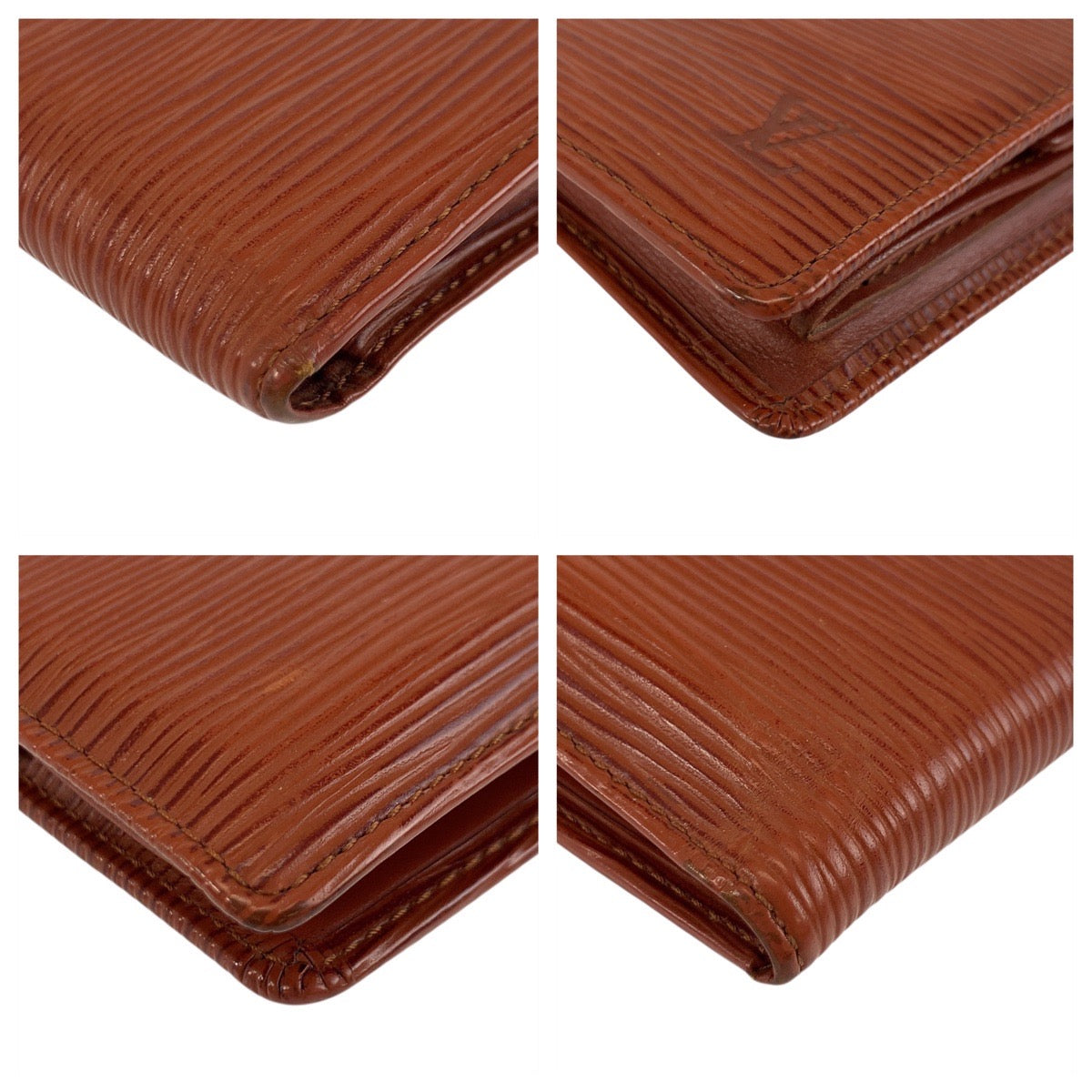 LOUIS VUITTON Bifold Wallet M63543 leather Brown Folding wallet Compact wallet Epi Porto Vie cult Credit Monet mens Used Authentic
