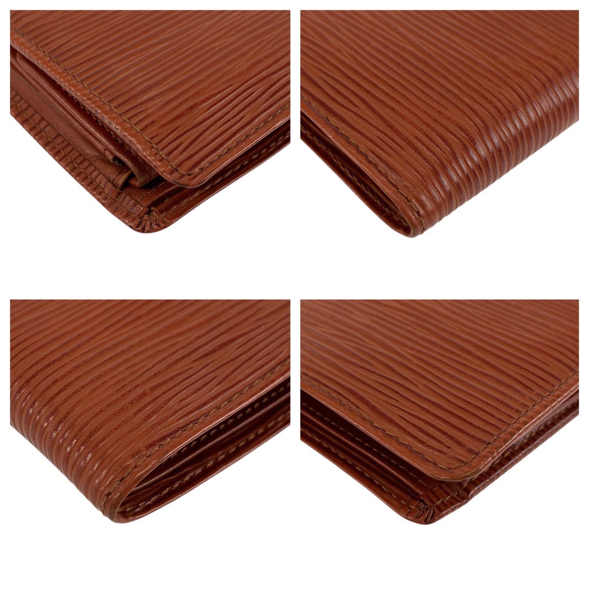LOUIS VUITTON Bifold Wallet M63543 leather Brown Folding wallet Compact wallet Epi Porto Vie cult Credit Monet mens Used Authentic
