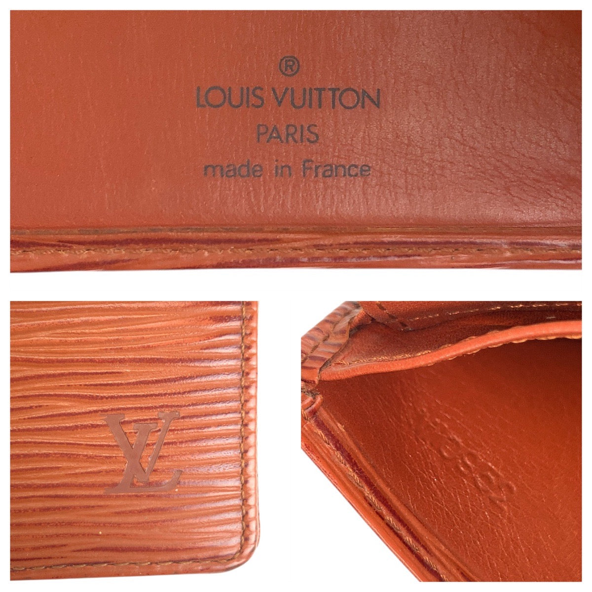 LOUIS VUITTON Bifold Wallet M63543 leather Brown Folding wallet Compact wallet Epi Porto Vie cult Credit Monet mens Used Authentic
