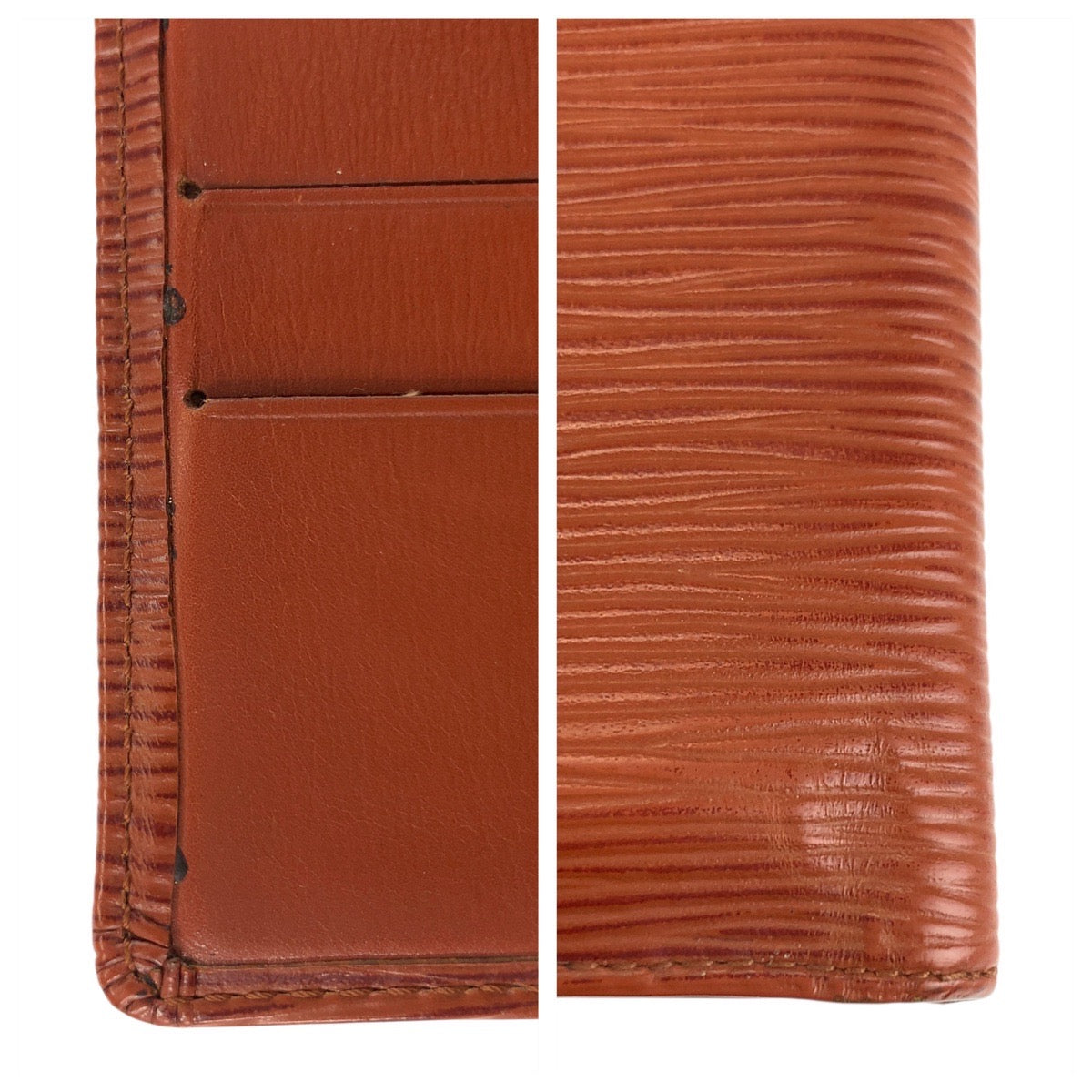 LOUIS VUITTON Bifold Wallet M63543 leather Brown Folding wallet Compact wallet Epi Porto Vie cult Credit Monet mens Used Authentic