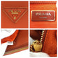 PRADA Handbag leather Orange GoldMetal Handbag Tote Bag Shoulder Bag 2way Safiano Galleria Women Used Authentic