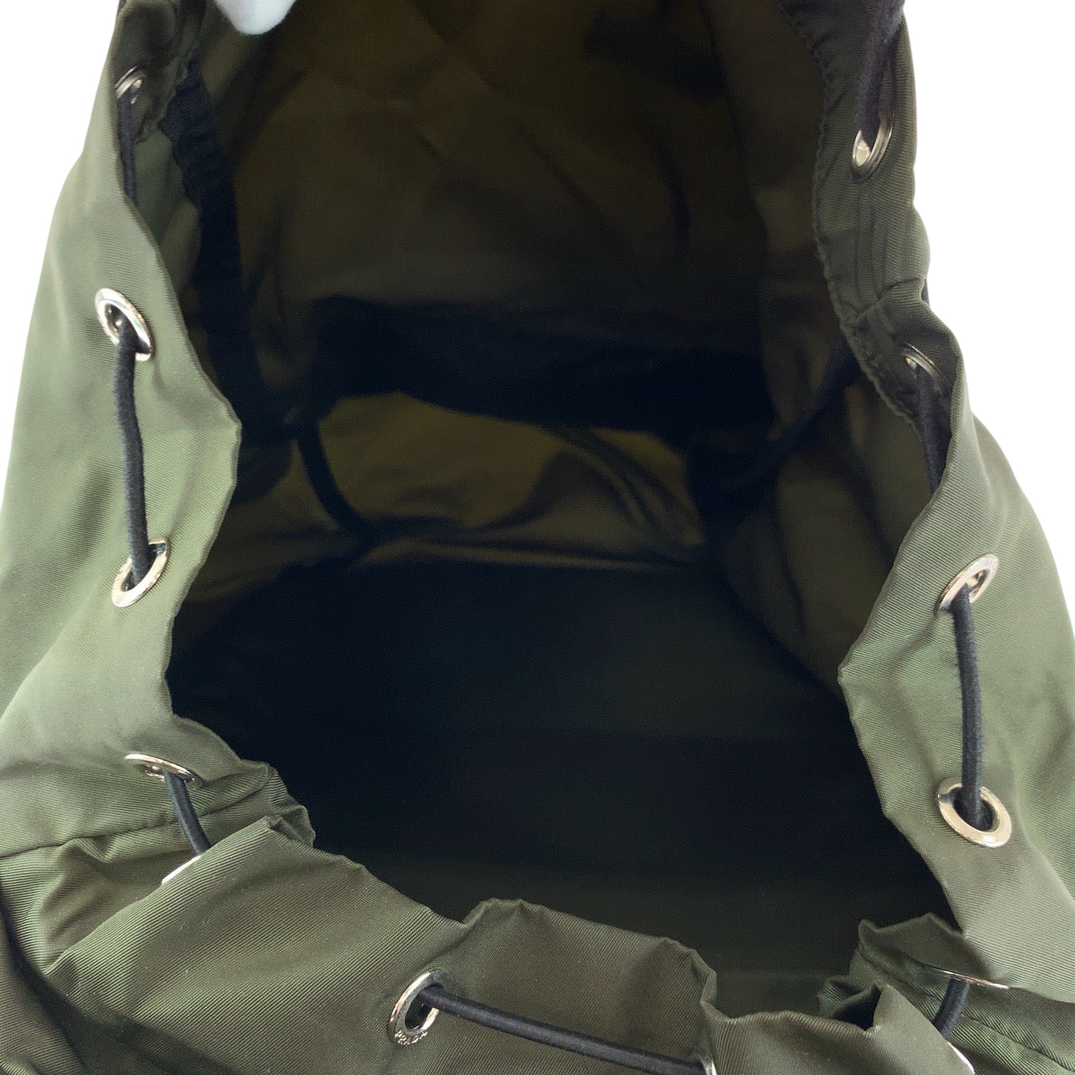 PRADA Backpack VZ0056 Nylon Khaki SilverMetal Backpack Backpack Test Triangle With logo mens Used Authentic