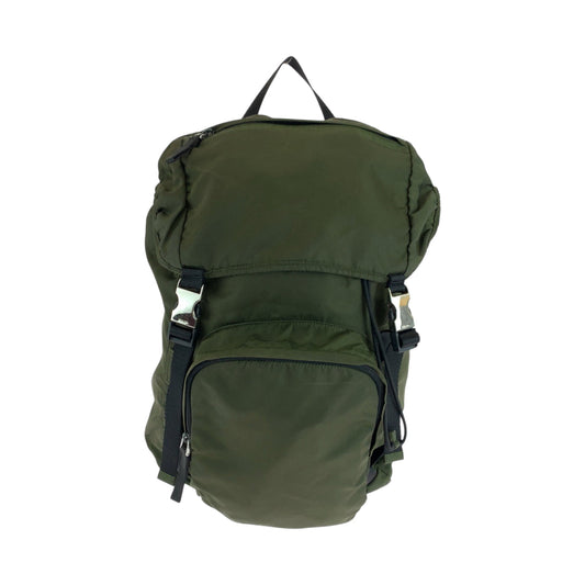 PRADA Backpack VZ0056 Nylon Khaki SilverMetal Backpack Backpack Test Triangle With logo mens Used Authentic
