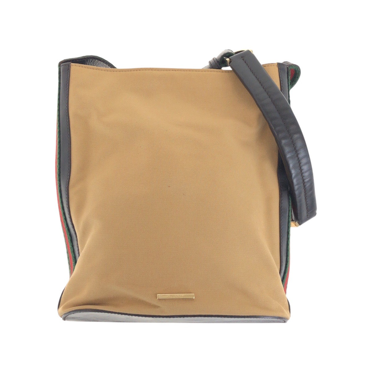 GUCCI Shoulder Bag 001.4286 Canvas, Leather Beige Camel Gold Metal Shoulder Bag pochette Sherry line Women Used Authentic