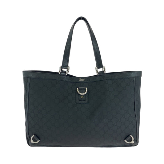 GUCCI Tote Bag 293580 Nylon Black SilverMetal Tote Bag Shoulder Bag Abbey Women Used Authentic