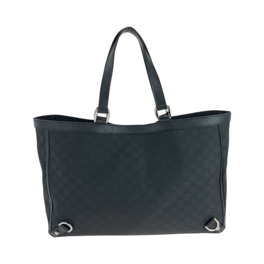 GUCCI Tote Bag 293580 Nylon Black SilverMetal Tote Bag Shoulder Bag Abbey Women Used Authentic