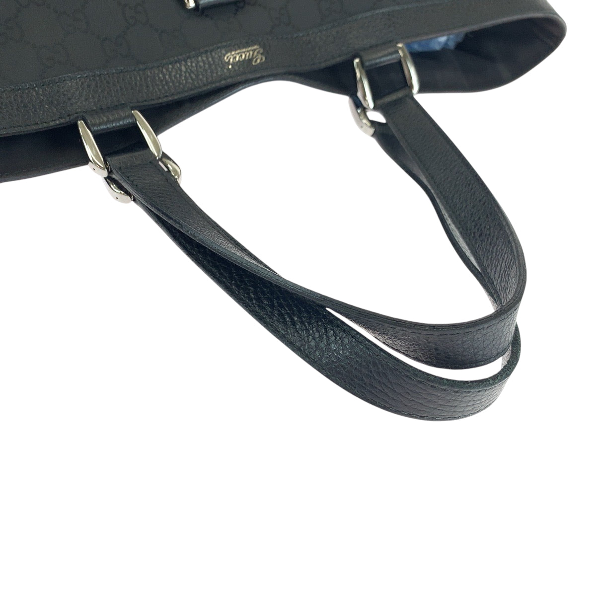 GUCCI Tote Bag 293580 Nylon Black SilverMetal Tote Bag Shoulder Bag Abbey Women Used Authentic