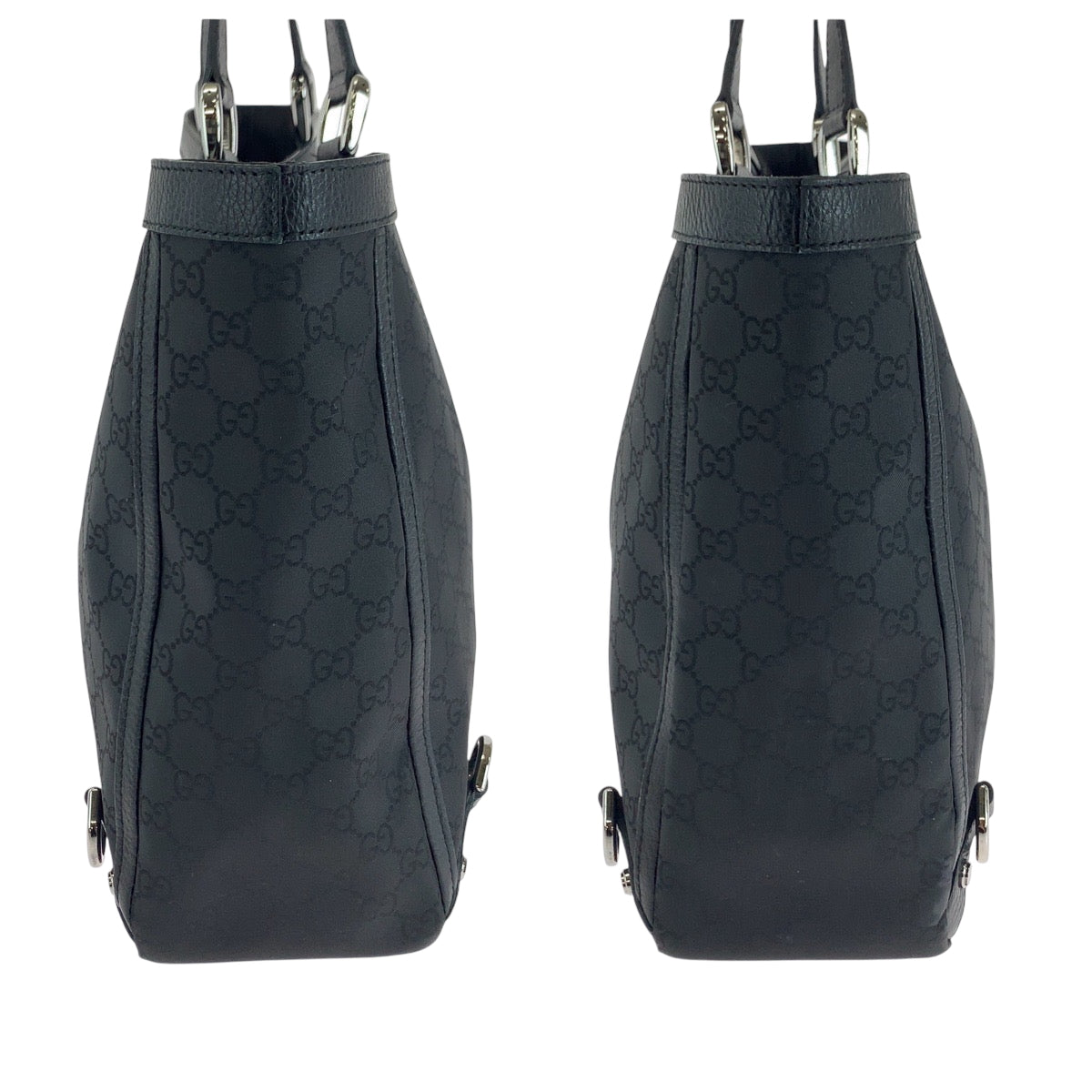 GUCCI Tote Bag 293580 Nylon Black SilverMetal Tote Bag Shoulder Bag Abbey Women Used Authentic