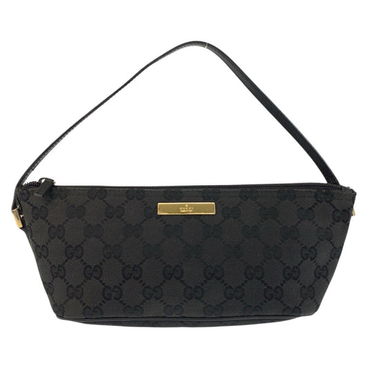 GUCCI Handbag 039 1103 GG canvas, leather Black GoldMetal Handbag accessory pouch Women Used Authentic