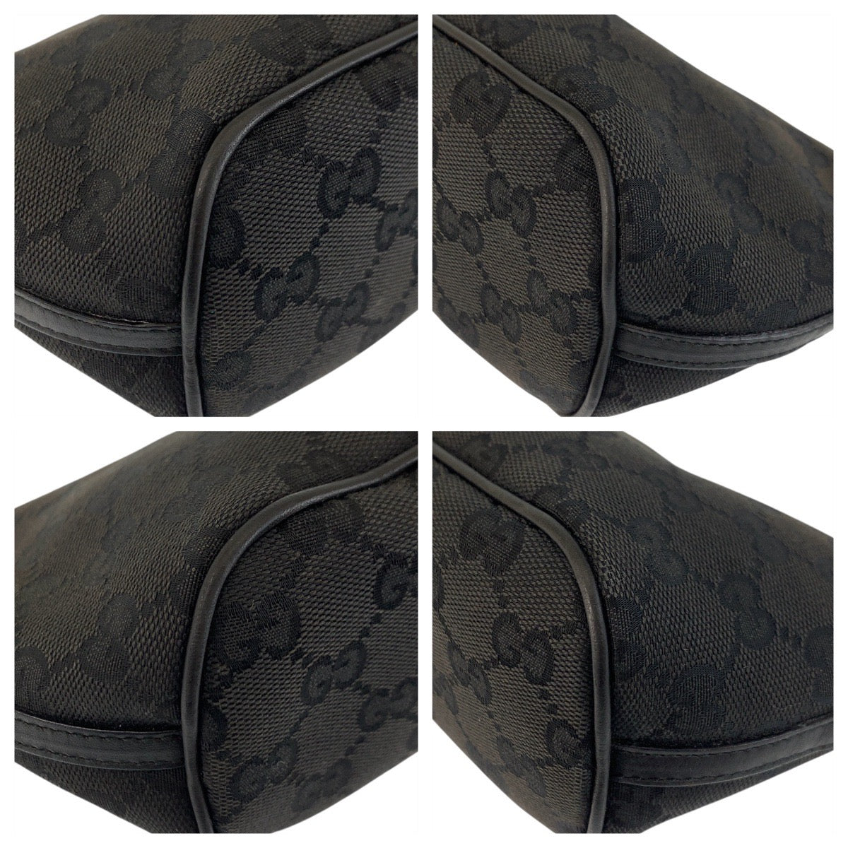 GUCCI Handbag 039 1103 GG canvas, leather Black GoldMetal Handbag accessory pouch Women Used Authentic