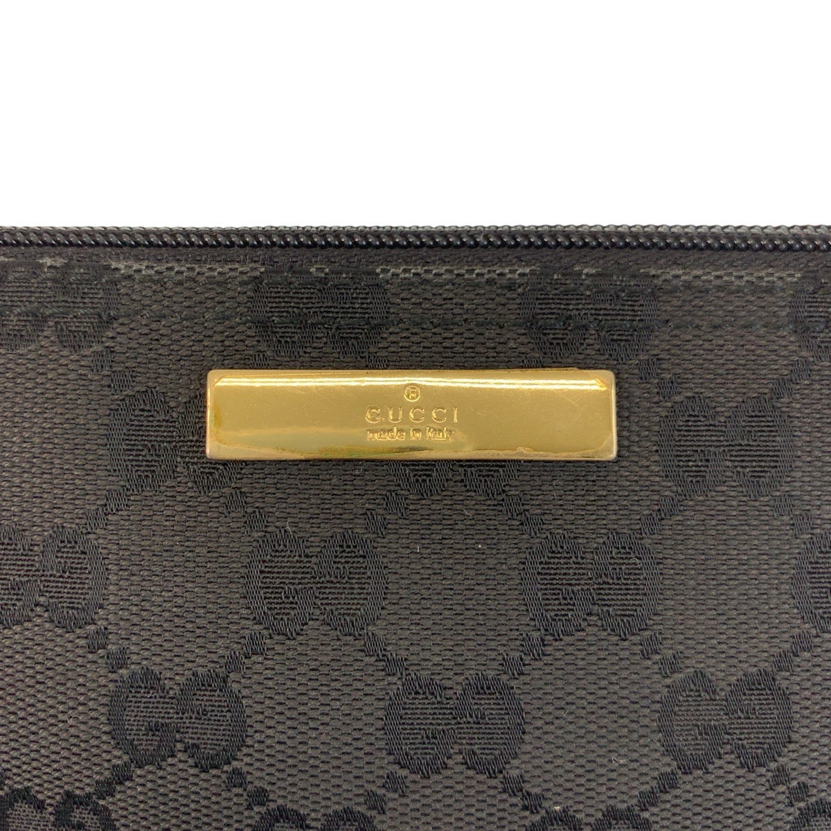 GUCCI Handbag 039 1103 GG canvas, leather Black GoldMetal Handbag accessory pouch Women Used Authentic