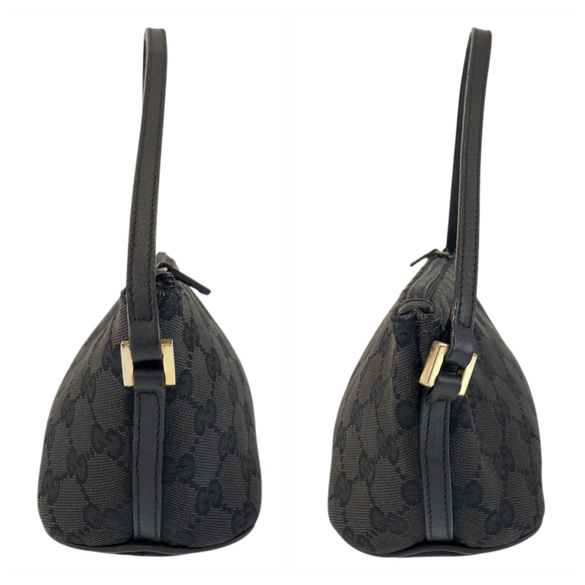 GUCCI Handbag 039 1103 GG canvas, leather Black GoldMetal Handbag accessory pouch Women Used Authentic