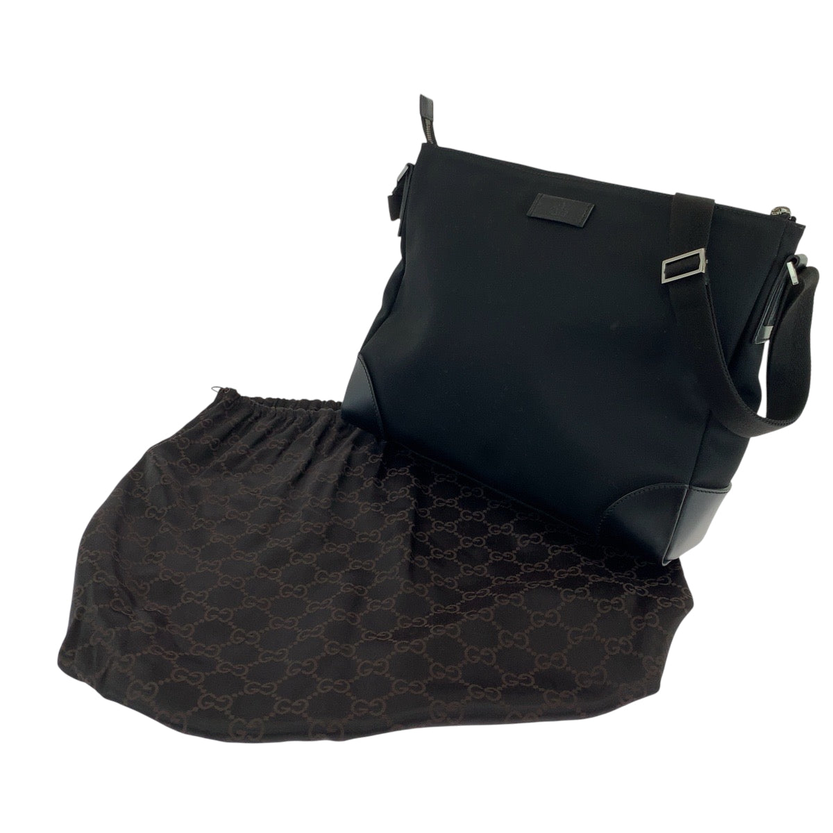 GUCCI Shoulder Bag 110054 Nylon Black SilverMetal Shoulder Bag Messenger bag Women Used Authentic