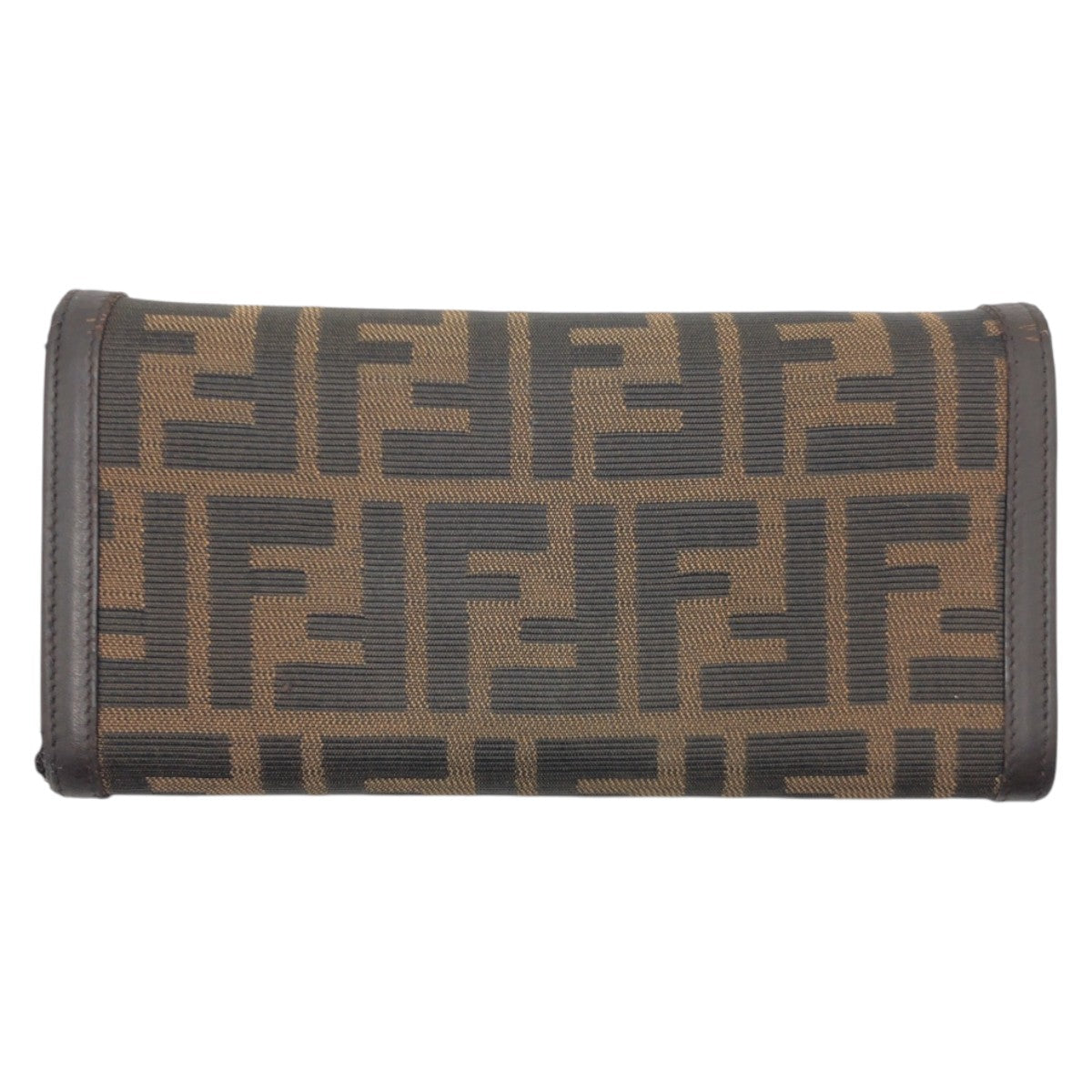 FENDI Long Wallet Purse 2270 canvas Brown Silver Metal Zucca