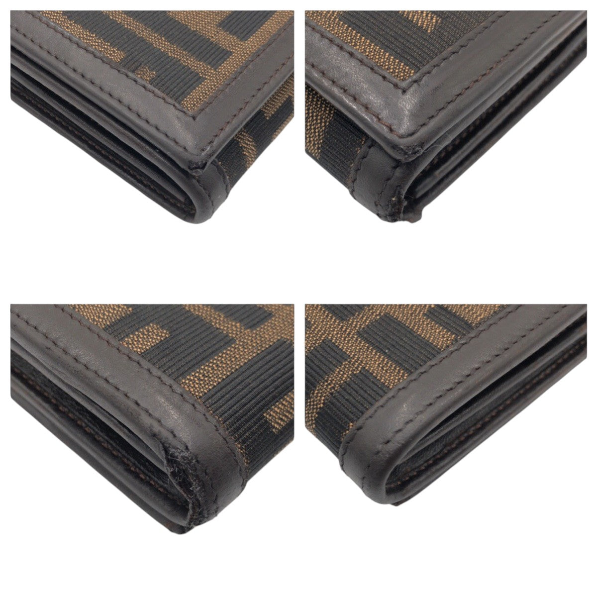 FENDI Long Wallet Purse 2270 canvas Brown Silver Metal Zucca