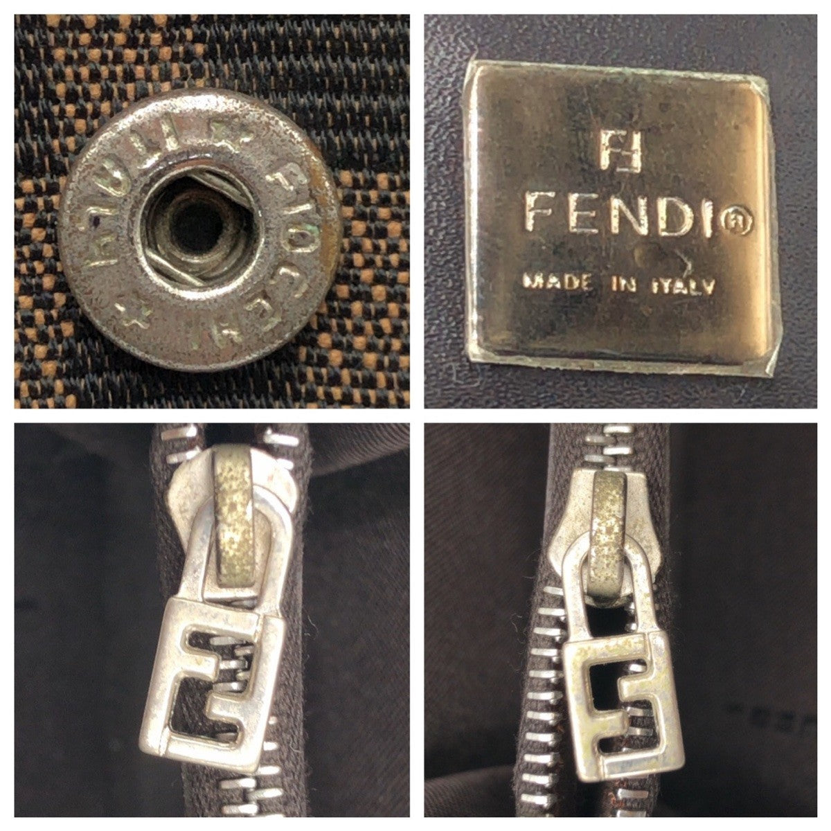 FENDI Long Wallet Purse 2270 canvas Brown Silver Metal Zucca