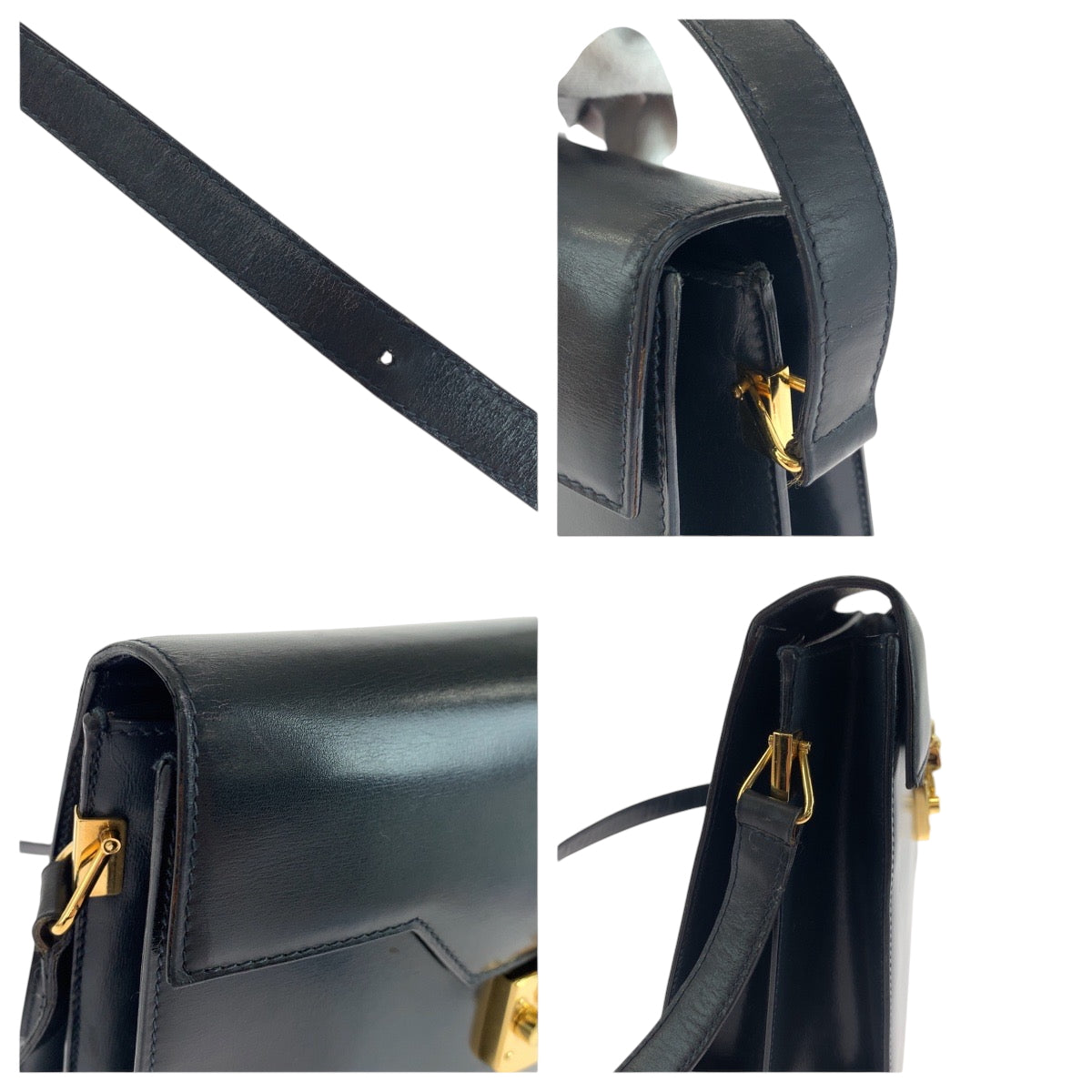 GUCCI Shoulder Bag 001 46 1504 leather Black GoldMetal Shoulder Bag Old Gucci Ready lock Women Used Authentic