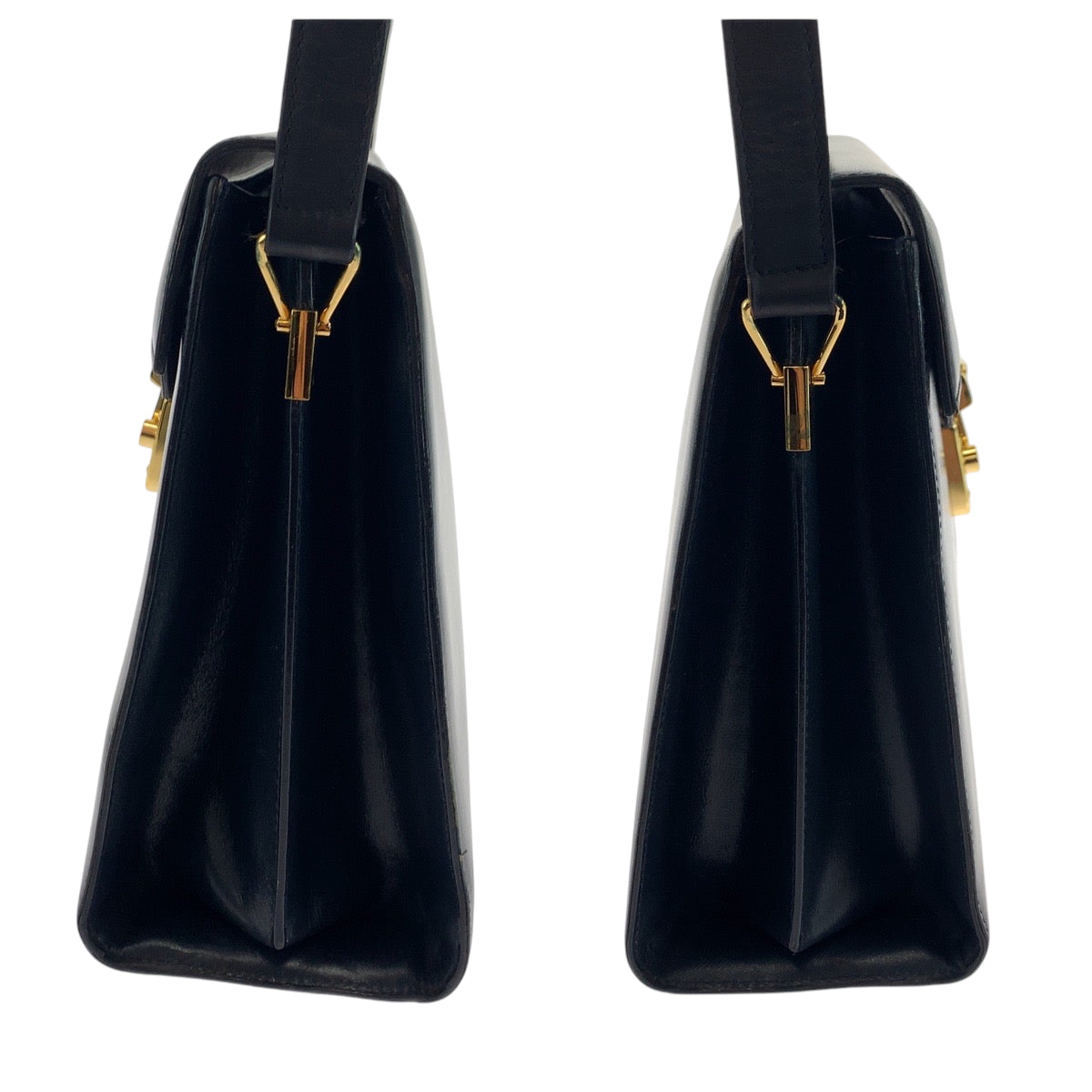 GUCCI Shoulder Bag 001 46 1504 leather Black GoldMetal Shoulder Bag Old Gucci Ready lock Women Used Authentic
