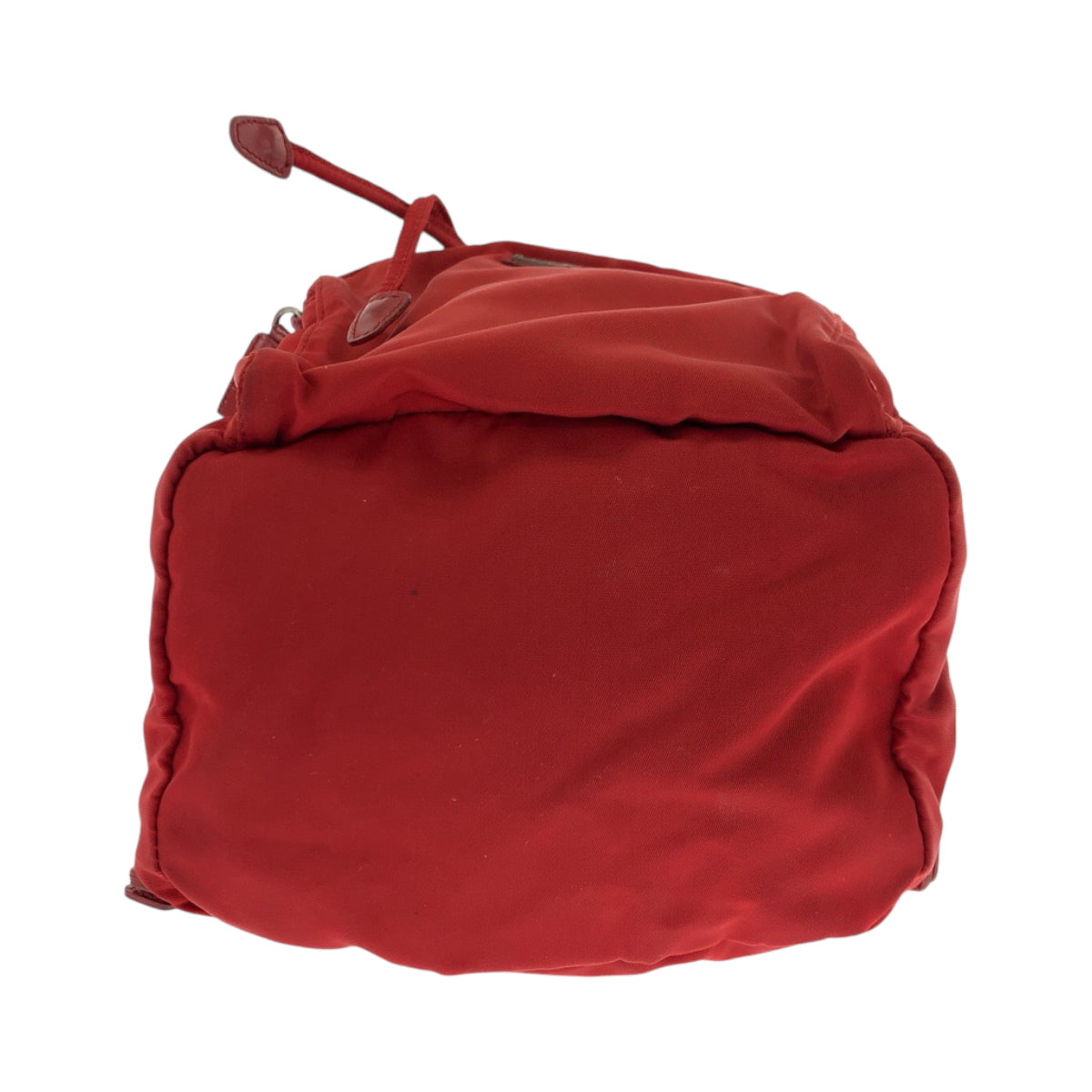 PRADA Backpack Nylon Red Silver Metal Backpack Backpack Test Triangle With logo Women Used Authentic