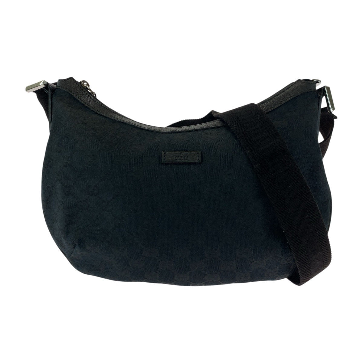 GUCCI Shoulder Bag 181092 GG canvas Black SilverMetal Shoulder Bag Messenger bag Women Used Authentic