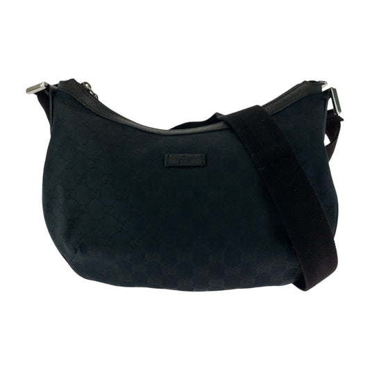 GUCCI Shoulder Bag 181092 GG canvas Black SilverMetal Shoulder Bag Messenger bag Women Used Authentic