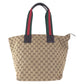 GUCCI Tote Bag 131231 GG canvas, leather Brown Silver Metal Tote Bag Shoulder Bag Sherry line Women Used Authentic