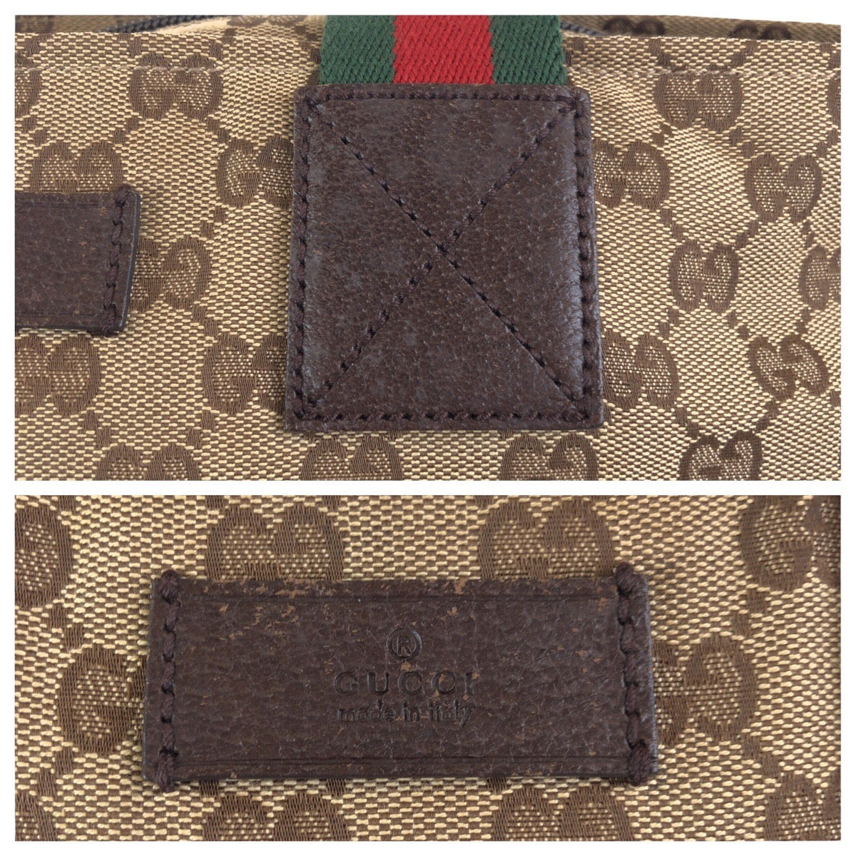 GUCCI Tote Bag 131231 GG canvas, leather Brown Silver Metal Tote Bag Shoulder Bag Sherry line Women Used Authentic